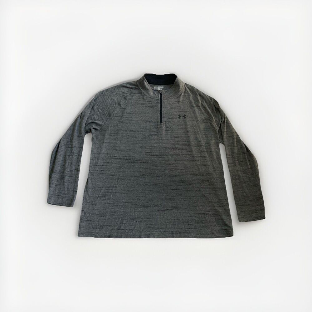 Under Armour Men's 2XL Loose Fit 1/4 Zip Long Sleeve HeatGear Gray Shirt